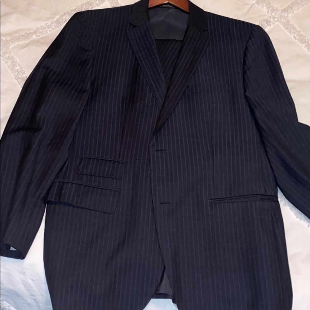 Hugo boss blue striped 2 piece suit 42r slim fit